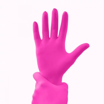 Magenta gumikesztyű - M méret (100 db) (anyaga púdermentes nitril)
