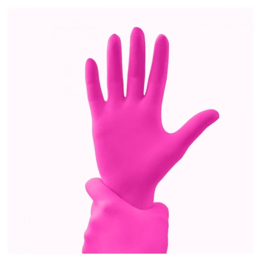 Magenta gumikesztyű - M méret (100 db) (anyaga púdermentes nitril)